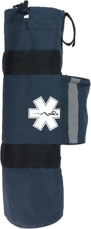 LINE2design Oxygen Cylinder Sleeve Bag - EMS First Responder Emergency Medical Oxygen Bag Portable Travel Size Cylinder Holder with Star of Life Logo - Two Adjustable Side Straps - Navy