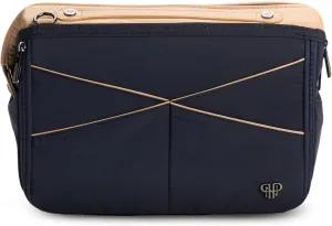 Littbag Handbag Organizer with Patented LED & Auto 60-sec Shutoff - Featured in Oprah's Favorite Things – Purse Organizer with 12 Compartments, Clear Pockets, Zippered Privacy Pocket & More (Blue)
