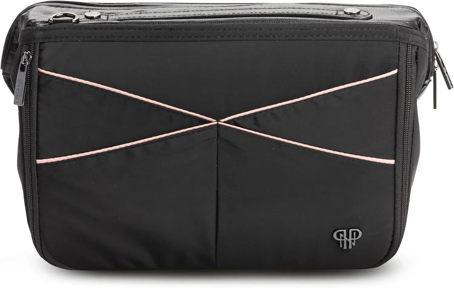 Littbag Handbag Organizer with Patented LED & Auto 60-sec Shutoff - Featured in Oprah's Favorite Things – Purse Organizer with 12 Compartments, Clear Pockets, Zippered Privacy Pocket & More (Blush)