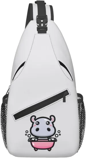 Little Hippo Taking A Bath Crossbody Bags For Women Men Chest Backpack Gym Shoulder Bag Travel Outdoor Sports Casual Crossbody Bags