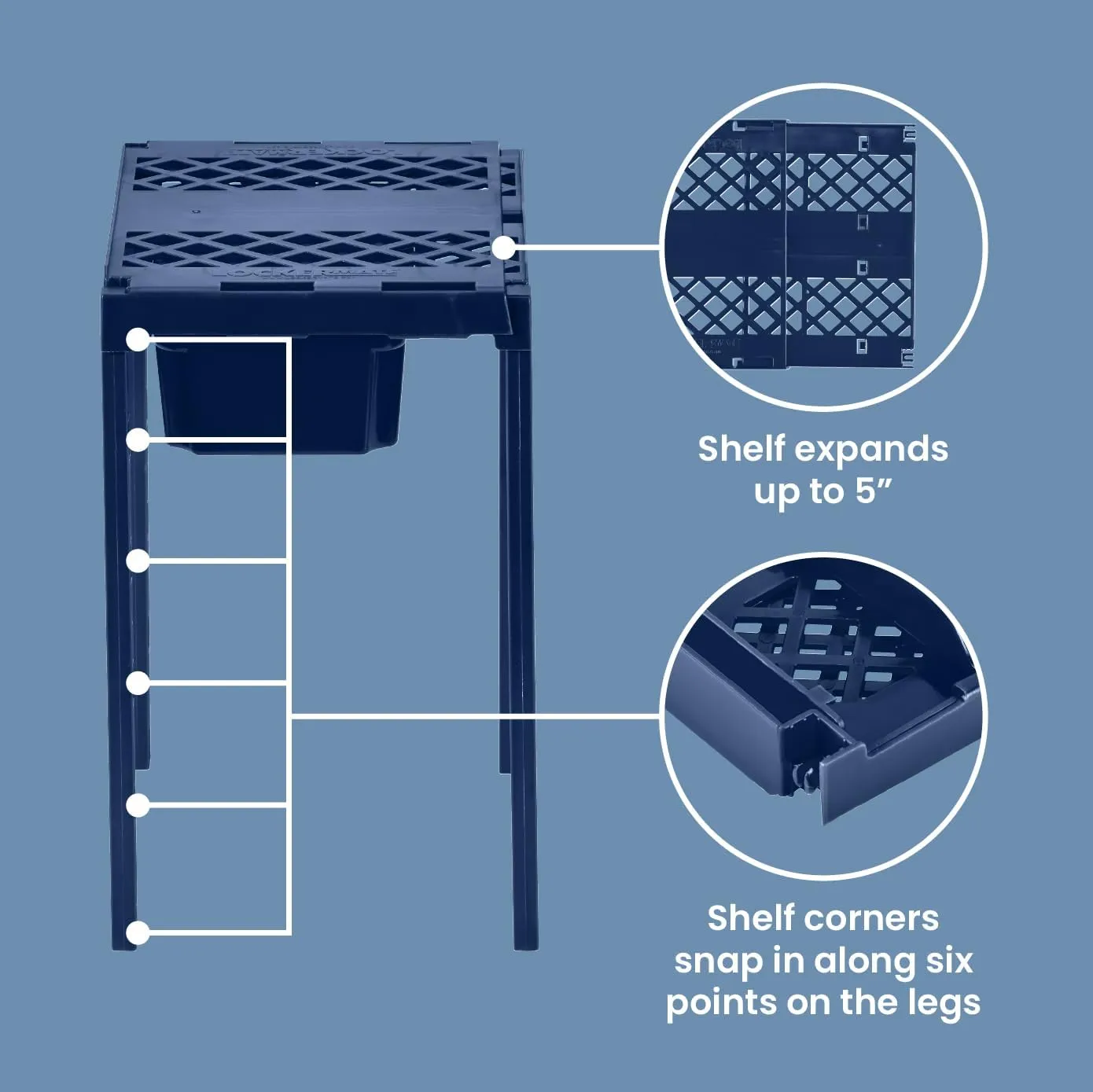 LockerMate Adjust-A-Shelf Locker Shelf & Organizer, Extends to Fit Your Locker, Easy to Use, Perfect for School, Work, Gym, Includes Storage Drawer, Blue