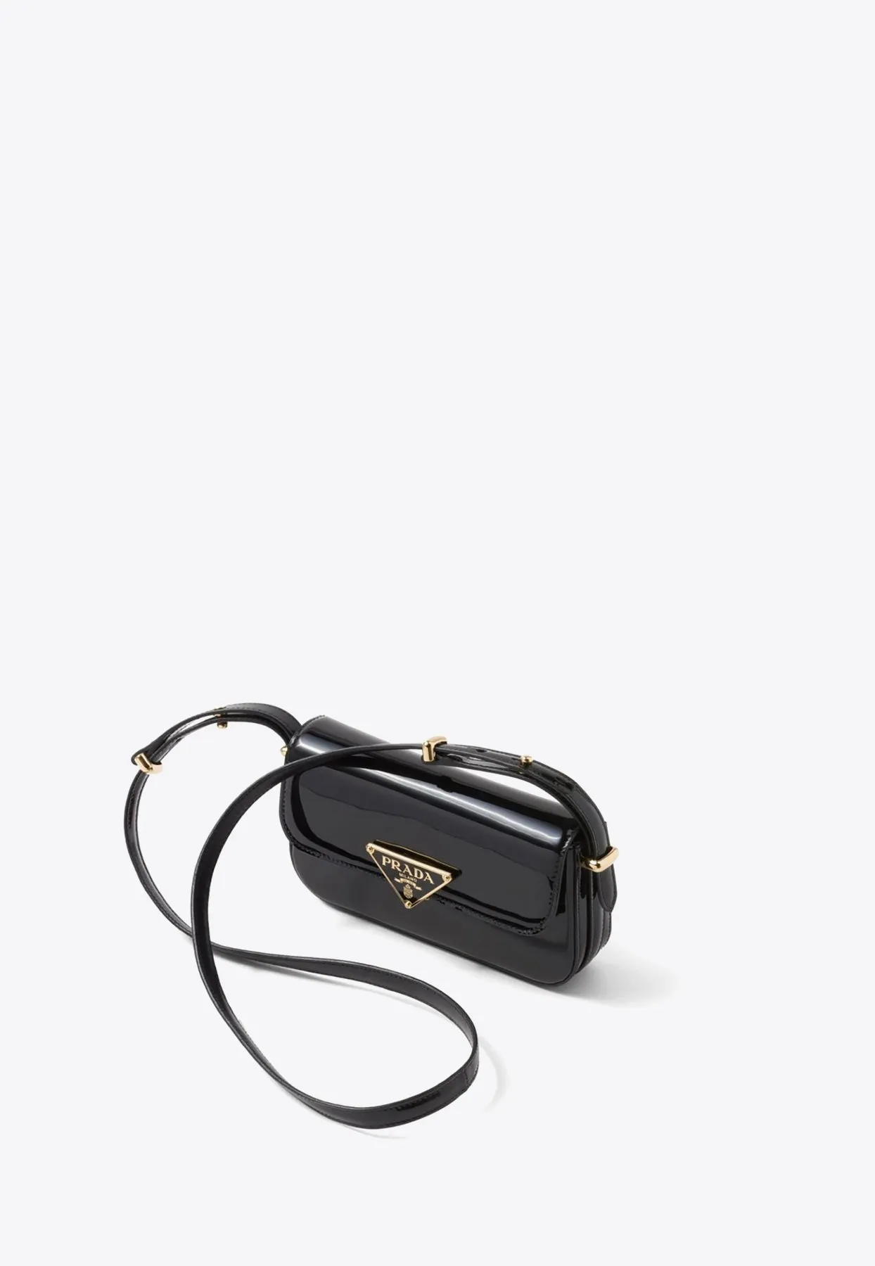 Logo Plaque Patent Leather Shoulder Bag