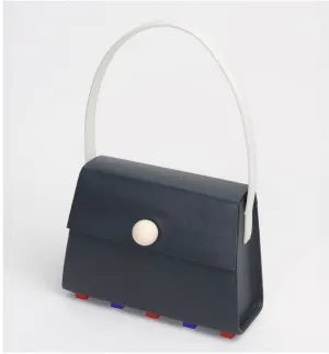 Long Trapezoid Top Handle Satchel Bag • Black