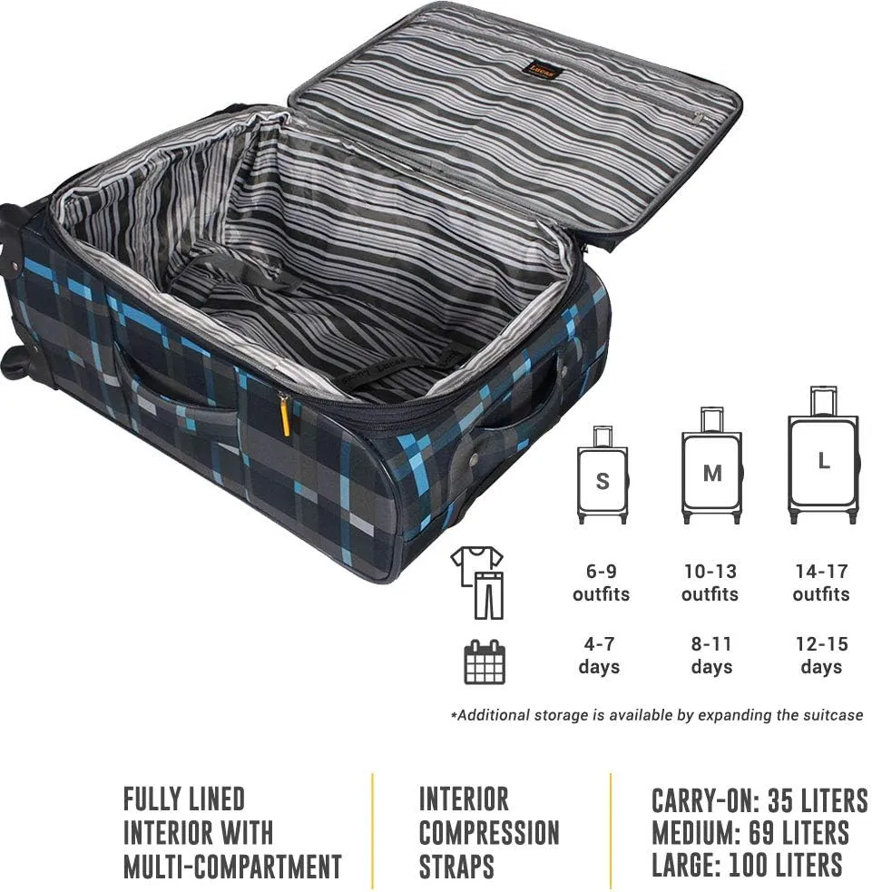 LUCAS Ultra Lightweight Carry On - Softside 20 Inch Expandable Luggage - Small Rolling Bag Fits Most Airline Compartments - Durable 4-Spinner Wheels Suitcase (Old School Navy)