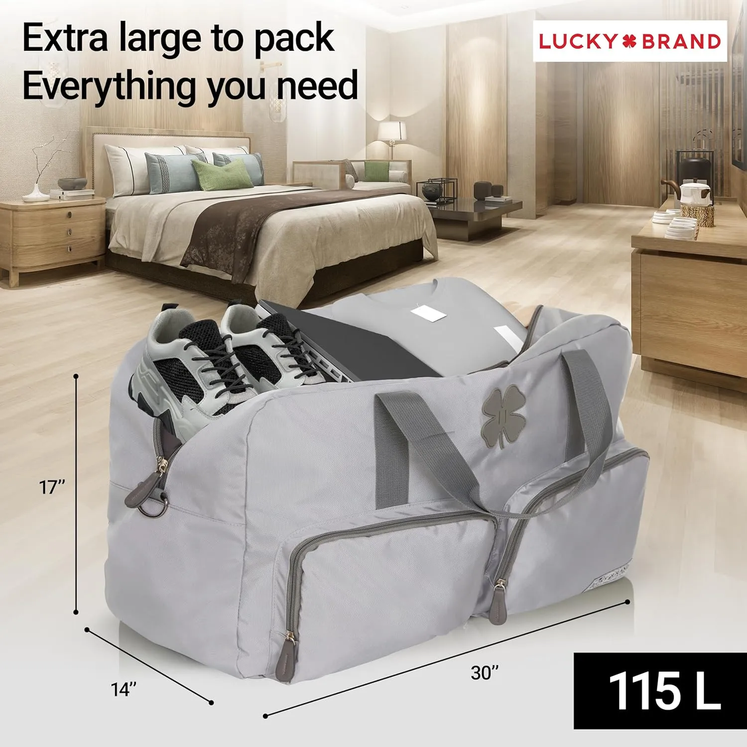Lucky Travel Duffel Bags 115L, Gym Bag, Travel Bag & Large Duffle Bag for Men, Foldable Overnight Weekender Bags for Women & Men with Adjustable Shoulder Strap,