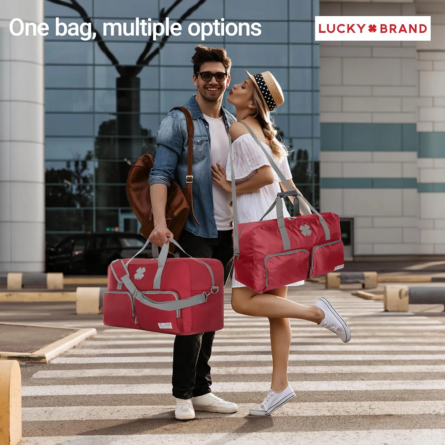 Lucky Travel Duffel Bags 65L, Gym Bag, Travel Bag & Large Duffle Bag for Men, Foldable Overnight Weekender Bags for Women & Men with Adjustable Shoulder Strap, Winery