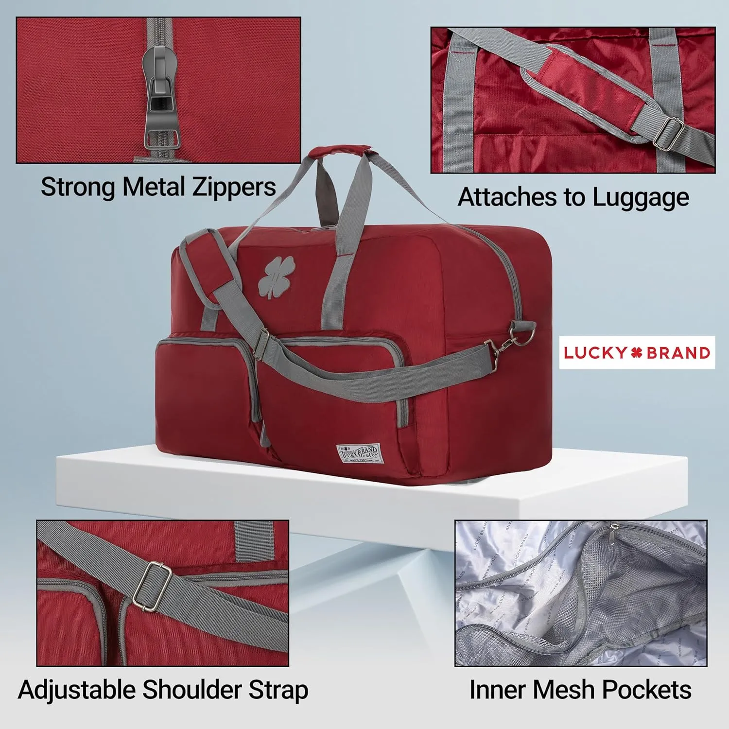 Lucky Travel Duffel Bags 65L, Gym Bag, Travel Bag & Large Duffle Bag for Men, Foldable Overnight Weekender Bags for Women & Men with Adjustable Shoulder Strap, Winery