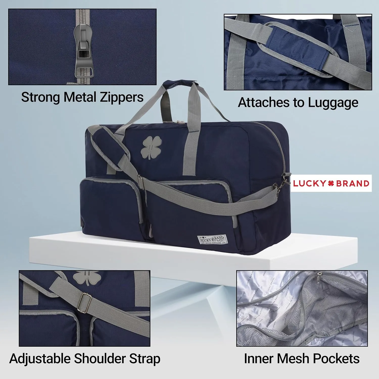 Lucky Travel Duffel Bags 85L, Gym Bag, Travel Bag & Large Duffle Bag for Men, Foldable Overnight Weekender Bags for Women & Men with Adjustable Shoulder Strap, Navy
