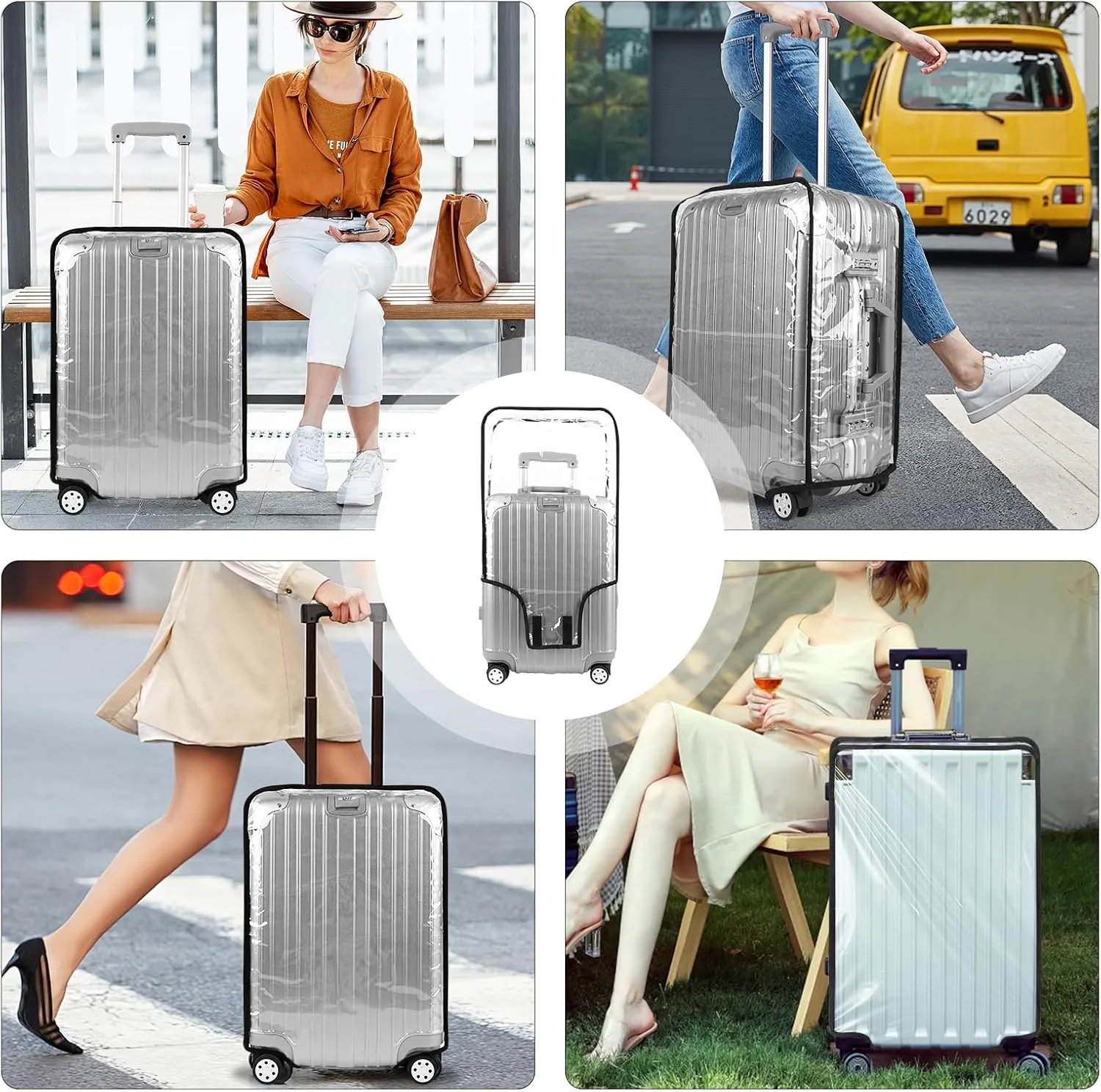 Luggage Cover Protectors PVC Clear 20, 22, 24, 26, 28,30 Inch, Suitcase Covers for Luggage, Transparent Heavy-Duty Waterproof Protector for Wheeled Suitcases, Luggage Cover Protector (24 Inch)