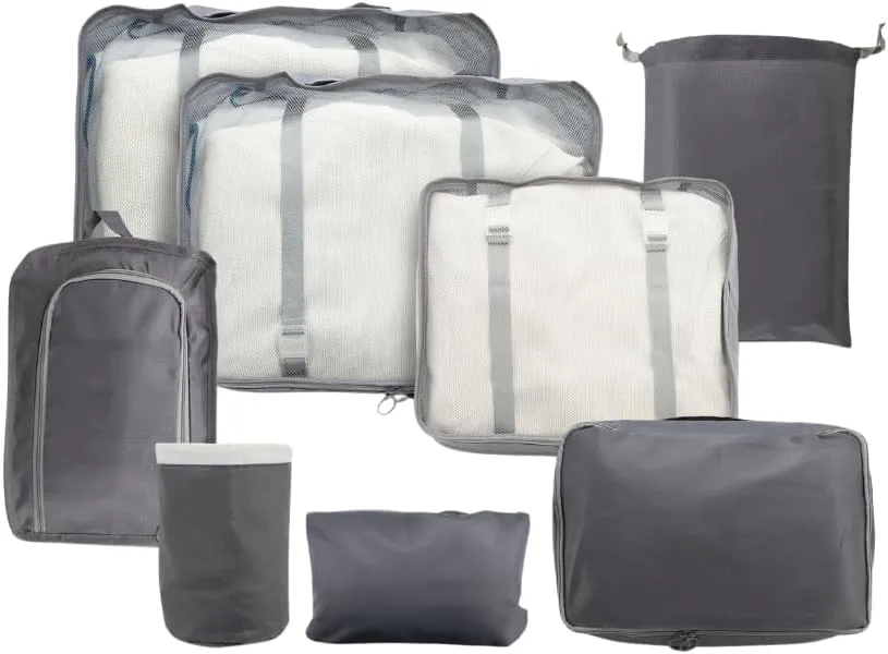 Luggage Organizer Bag Set with 8 Set Packing Cubes for Travel (8 Pieces) Compression Bags for Travel - Space Saver Packing Cubes Compression - Travel Essentials & Cruise Ship Essentials