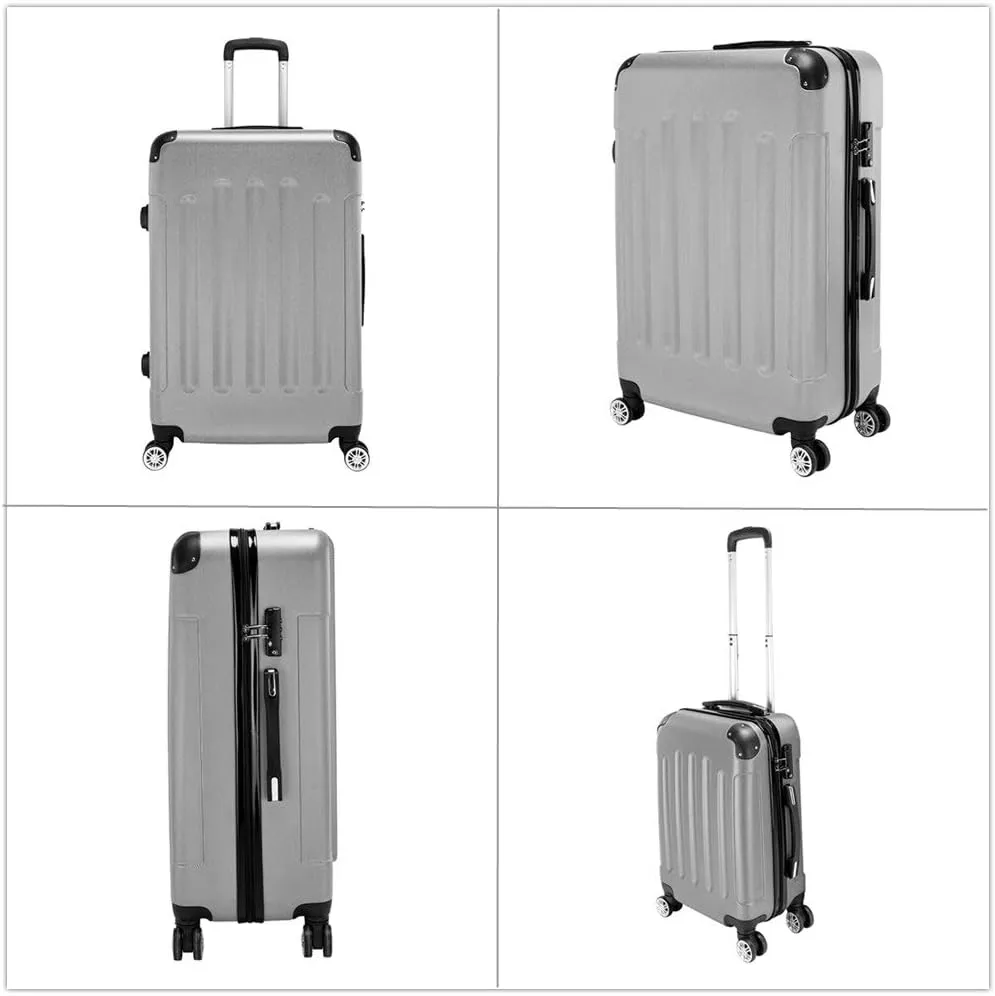 Luggage Sets 3 Piece Trolley Suitcase with TSA Lock,20 Inch 24 Inch 28 Inch Traveling Storage Luggage Sets with Spinner Wheels,Gray