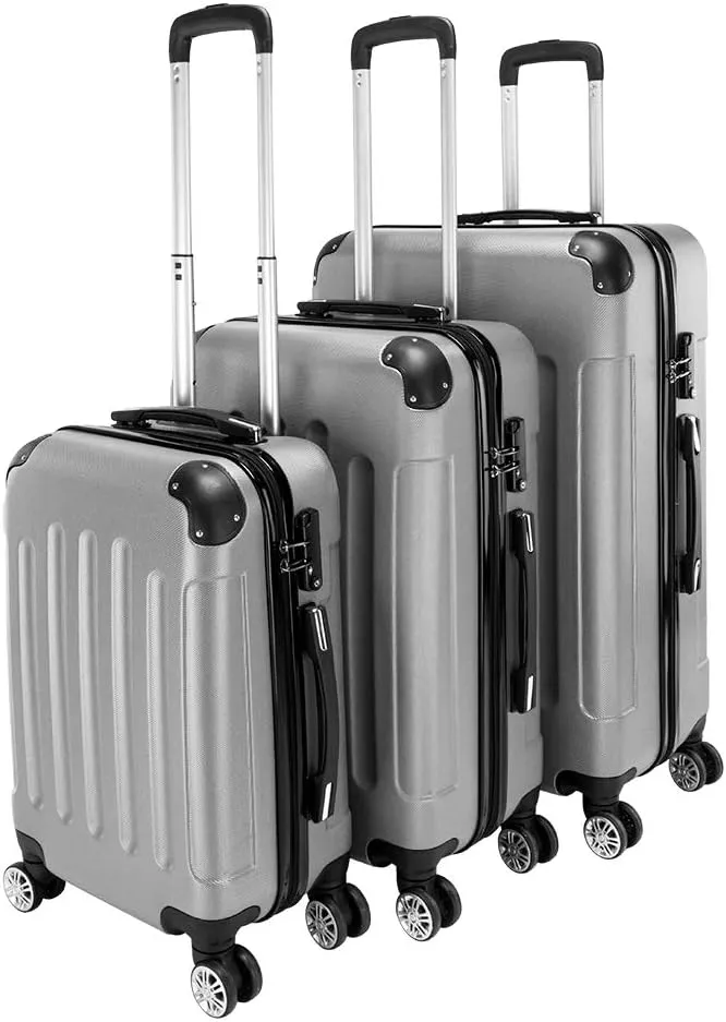 Luggage Sets 3 Piece Trolley Suitcase with TSA Lock,20 Inch 24 Inch 28 Inch Traveling Storage Luggage Sets with Spinner Wheels,Gray