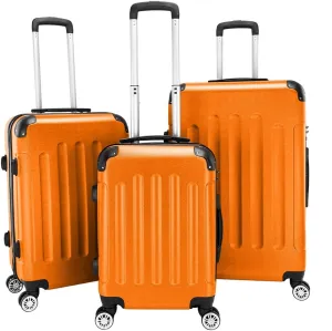Luggage Sets 3 Piece Trolley Suitcase with TSA Lock,20 Inch 24 Inch 28 Inch Traveling Storage Luggage Sets with Spinner Wheels,Orange