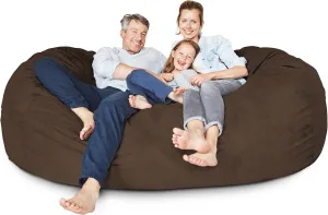 Lumaland Luxurious Giant 7ft Bean Bag Chair with Microsuede Cover - Ultra Soft, Foam Filling, Washable XXL Bean Bag Sofa for Kids, Teenagers, Adults - Sack Chair for Dorm, Family Room - Brown