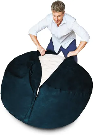 Lumaland Luxury Microsuede Outer Cover for Bean Bags Machine Washable 4-Foot Bean Bag Cover with Inlay in Navy Blue Cover and Inlay ONLY