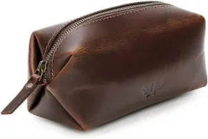 LUXEORIA Genuine Leather Toiletry Bags for Men and Women, Handmade Premium Leather Dopp Kit and Shaving Bag, Cosmetic Bag for Womens and Mens, Travel Essentials & Organizers
