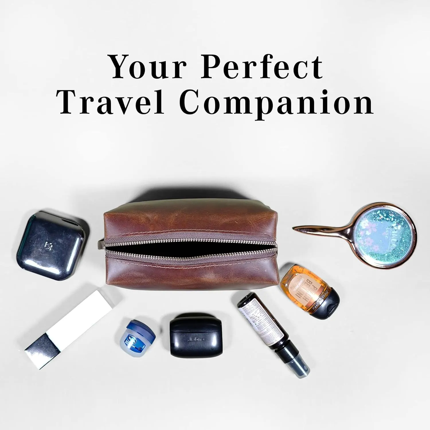 LUXEORIA Genuine Leather Toiletry Bags for Men and Women, Handmade Premium Leather Dopp Kit and Shaving Bag, Cosmetic Bag for Womens and Mens, Travel Essentials & Organizers