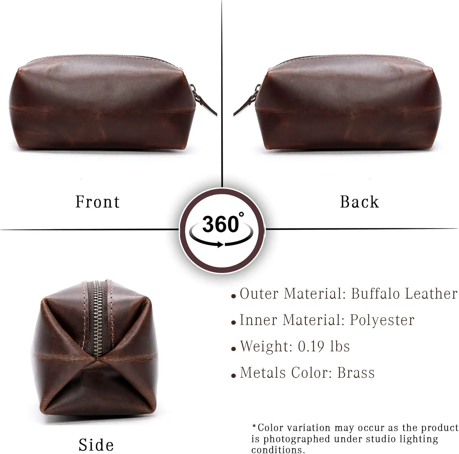 LUXEORIA Genuine Leather Toiletry Bags for Men and Women, Handmade Premium Leather Dopp Kit and Shaving Bag, Cosmetic Bag for Womens and Mens, Travel Essentials & Organizers