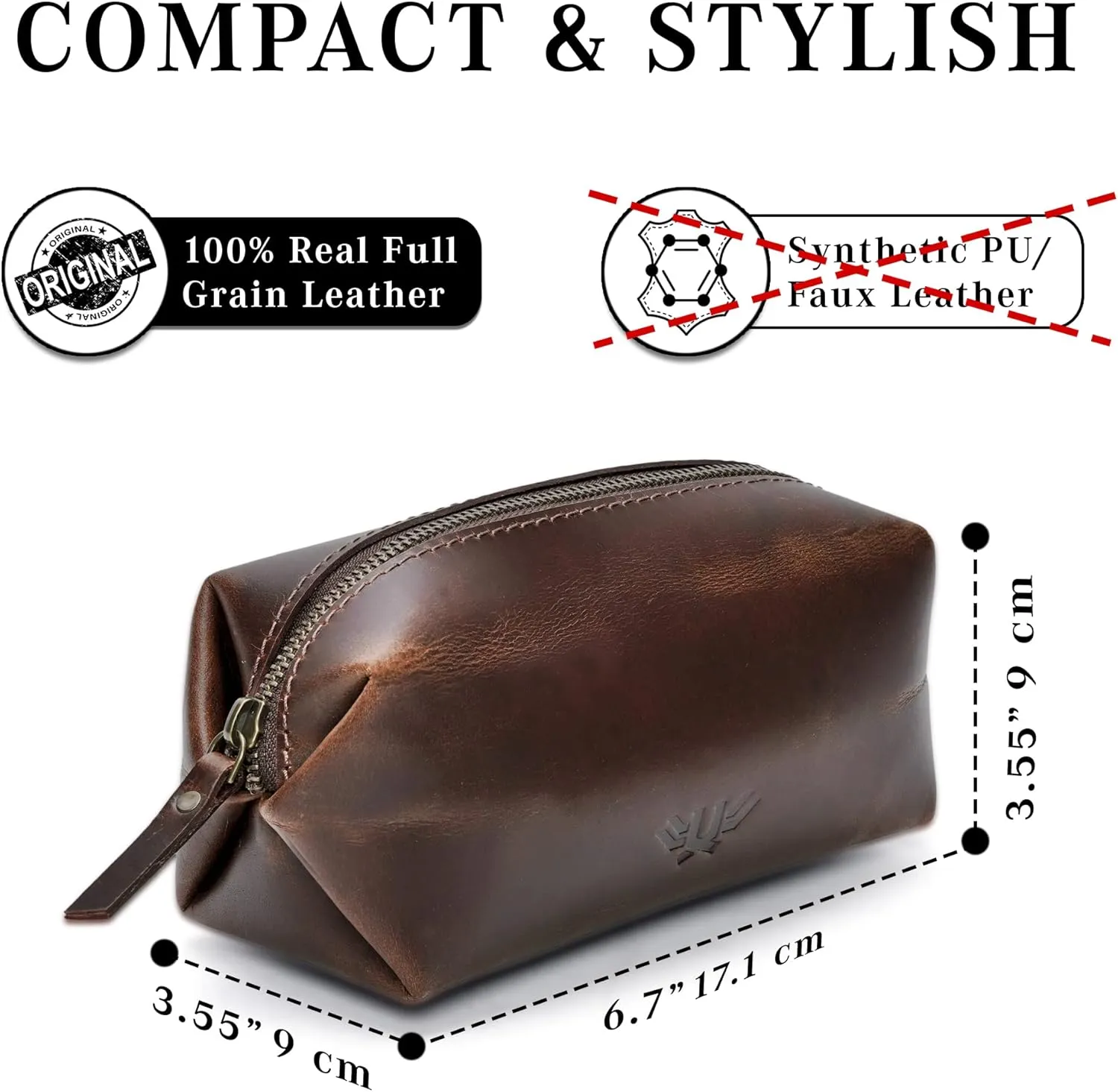 LUXEORIA Genuine Leather Toiletry Bags for Men and Women, Handmade Premium Leather Dopp Kit and Shaving Bag, Cosmetic Bag for Womens and Mens, Travel Essentials & Organizers