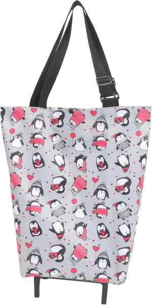 Luxshiny Foldable Shopping Cart with Wheels Grocery Trolley Tote Bag for Easy Maneuverability for Shopping Grocery Trips and Travel Versatile Design for Heavy Loads