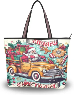 Luxurious-merry-christmas-pattern Fashion Shoulder Bags Tote Bags Handbags For Women, L