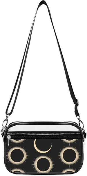 Magnificent Solar Eclipse Pattern Clear Stadium Bag Mini Crossbody Bag Anti-Theft Side Shoulder Bags Messenger Bag Unisex