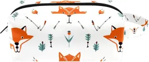 Makeup Bags for Women,Toiletry Bag for Men,Vector Pattern with Foxes and Arrows,Travel Cosmetic Bag