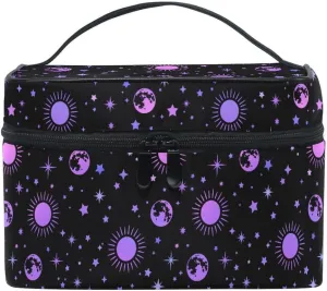 Makeup Bags, Moon Sun Stars Makeup Organizer Bags Toiletry Bag Box Travel Cosmetic Bag Make Up Train Case for Women Teen Girl Ladies