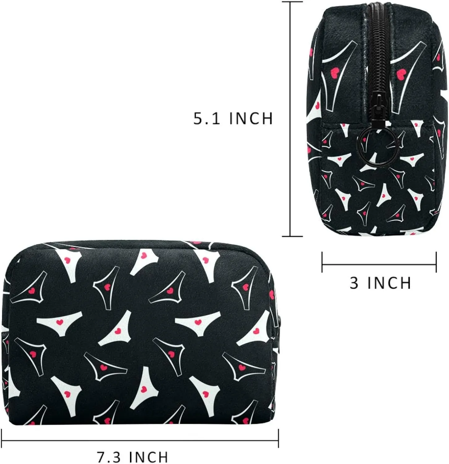 Makeup Organizer Bag, Female Panties Cute Pattern Pencil Case Cosmetic Storage Bag Portable Toiletry Pouch for Women, Men, Traveling, School