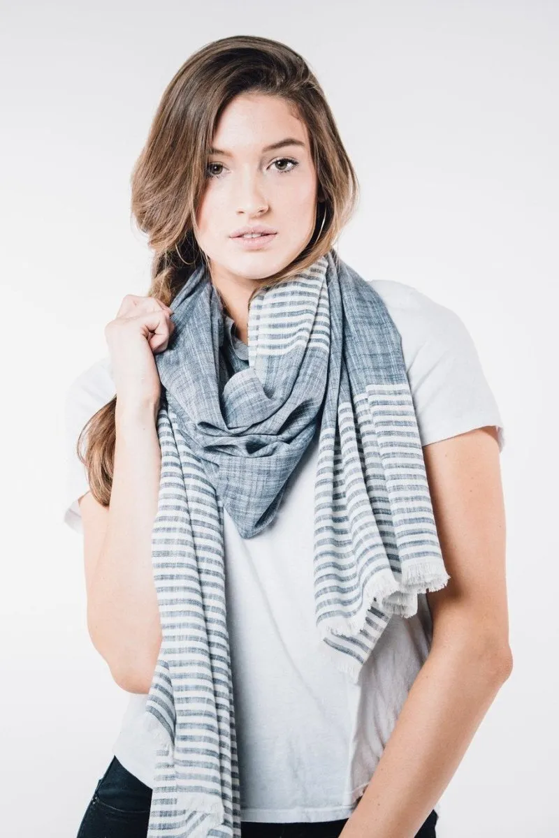 Malabar Natural Khadi Scarf Blue