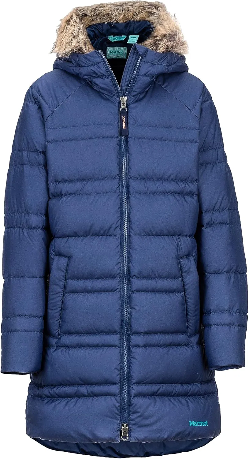MARMOT Kid's Montreaux 2.0 Coat, Hooded Down Parka for Kids in Winter, Insulated and Water-Resistant, Arctic Navy, Small