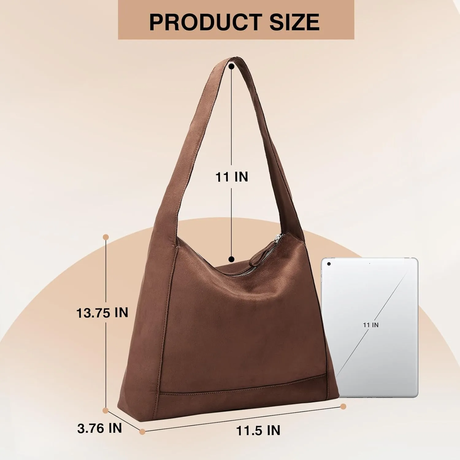 Marvolia Suede Bags for Women Suede Purse Slouchy Suede Tote Bag Work Large Capacity Shoulder Bag Hobo Purse