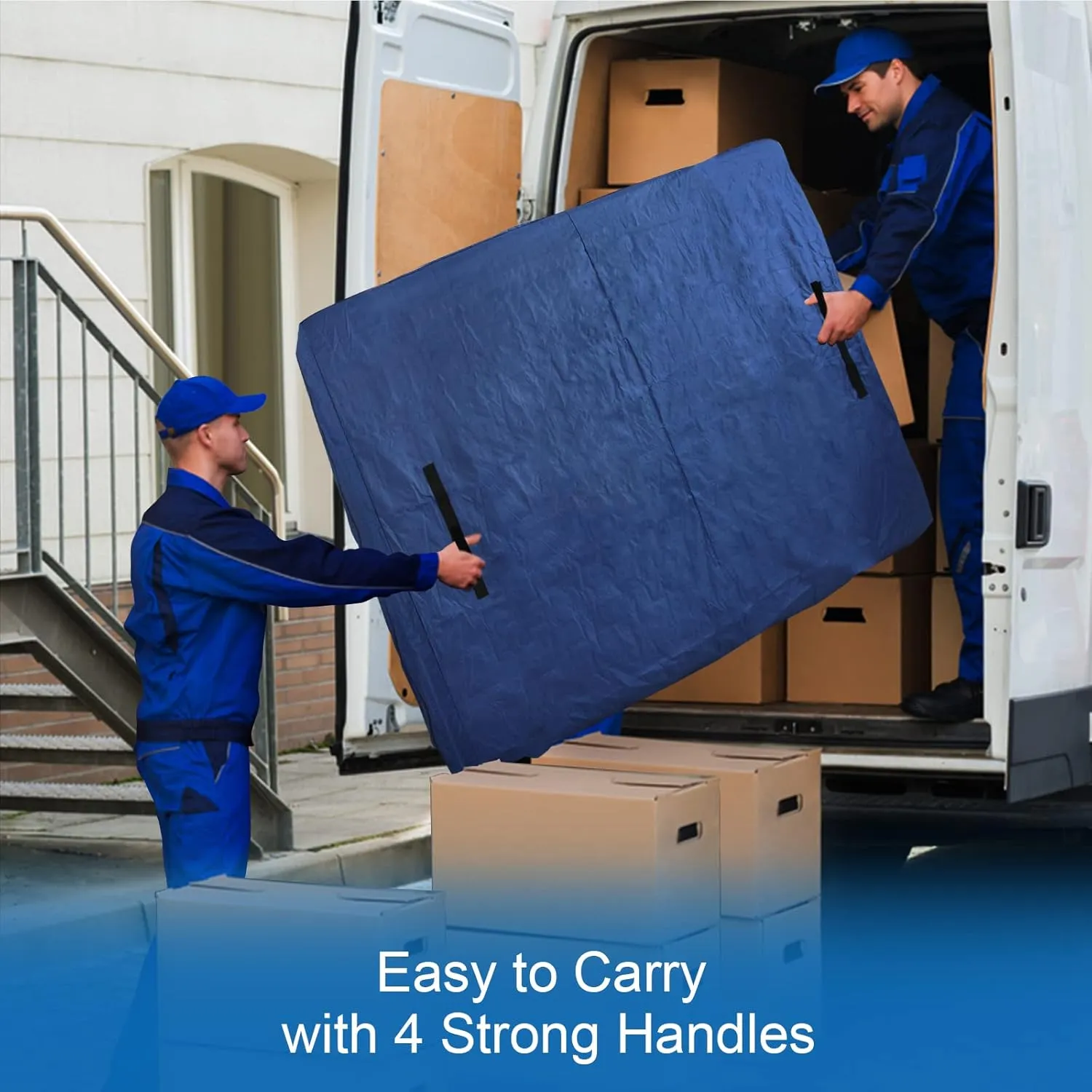 Mattress Bags for Moving and Storage,Waterproof Mattress Cover for Moving with Heavy Duty Handles, Strong Zipper, Reusable Mattress Storage Bag, Moving Supplies & Moving Bags,King Size,Navy