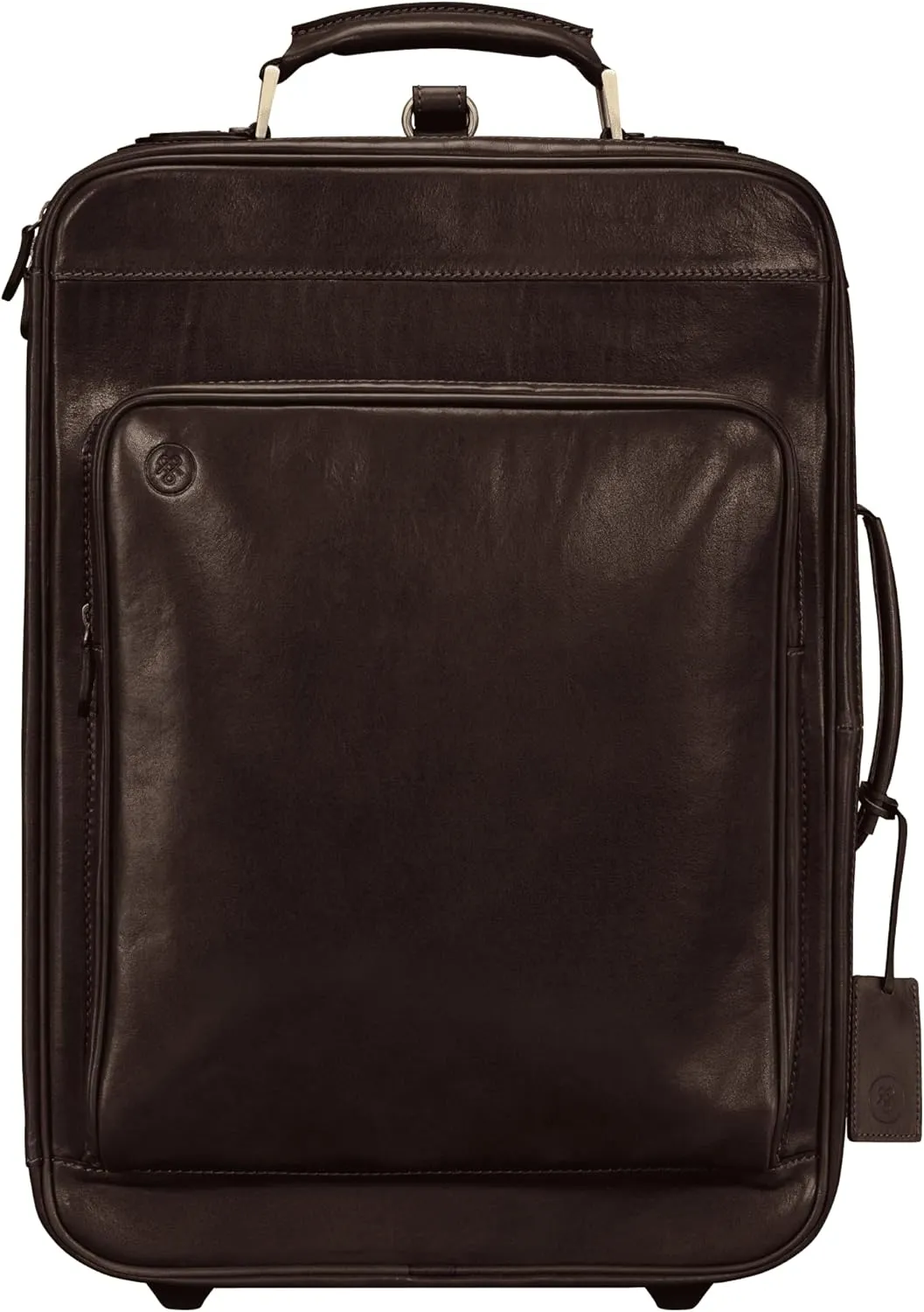 Maxwell Scott - Personalized Luxury Leather Wheeled Rolling Trolley Case Luggage - The Piazzale - Dark Brown