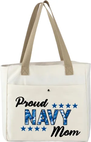 MBMSO Proud Navy Mom Tote Beach Bag - Mom & Sailor Gift for Deployment