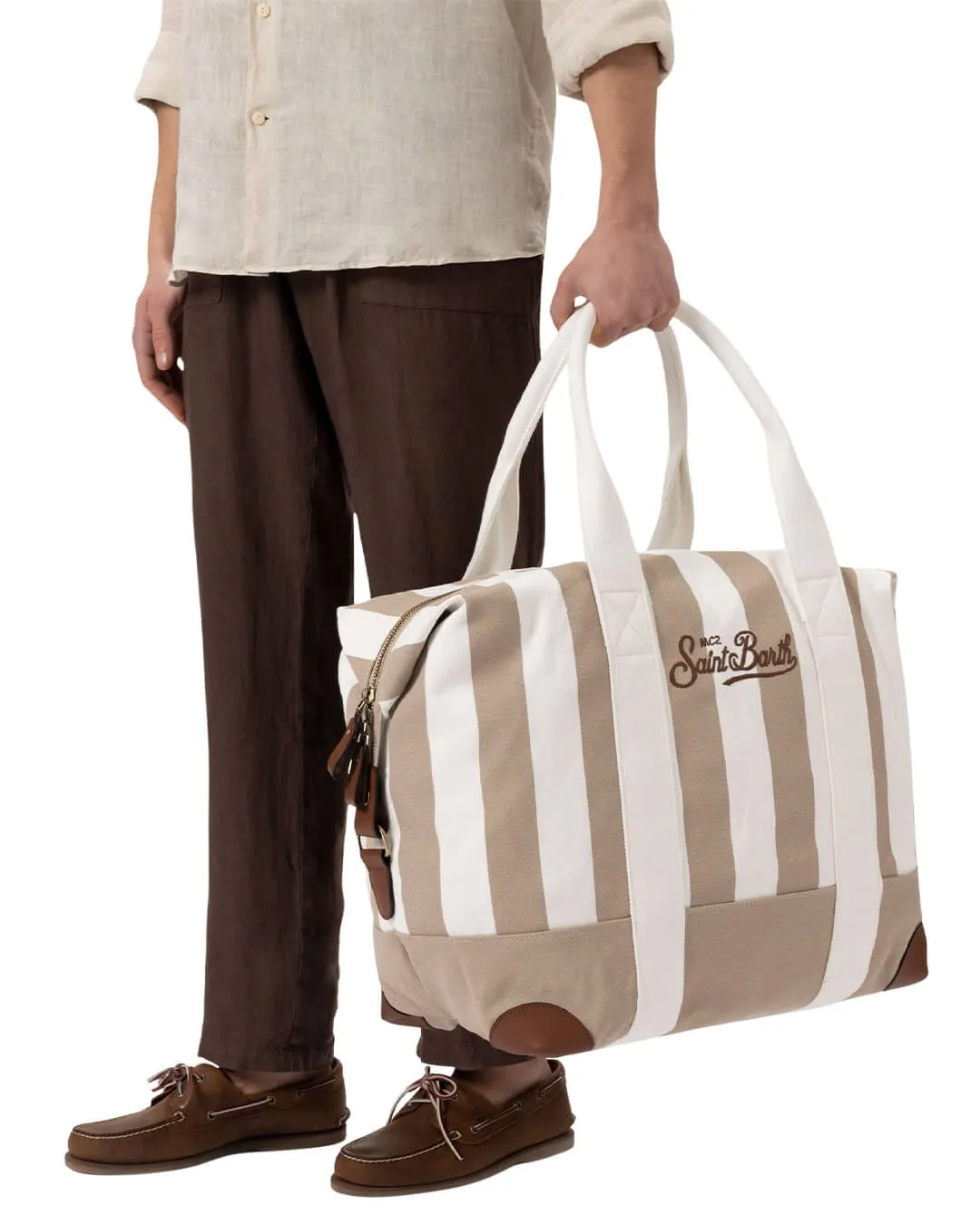 Mc2 Beige Striped Travel Bag
