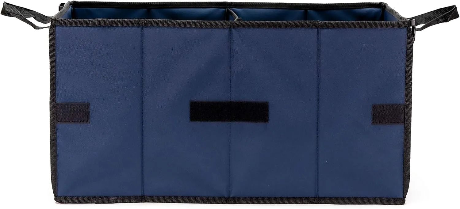 MCY Accordion Bag Reusable Eco-Friendly Foldable Grocery Bag, 70L Capacity, Navy Blue, 13x13x25 inches