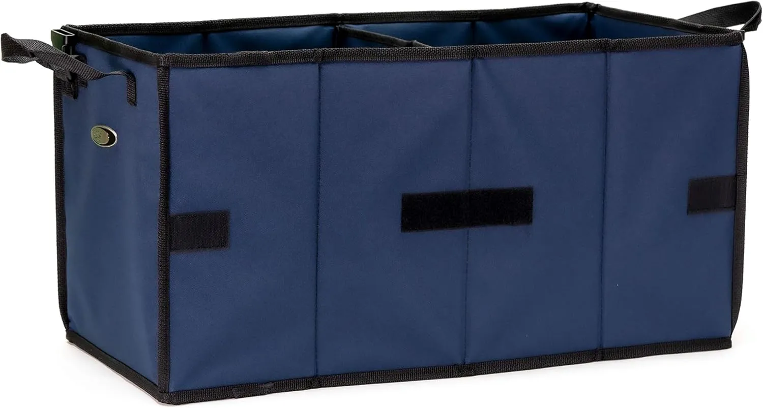 MCY Accordion Bag Reusable Eco-Friendly Foldable Grocery Bag, 70L Capacity, Navy Blue, 13x13x25 inches