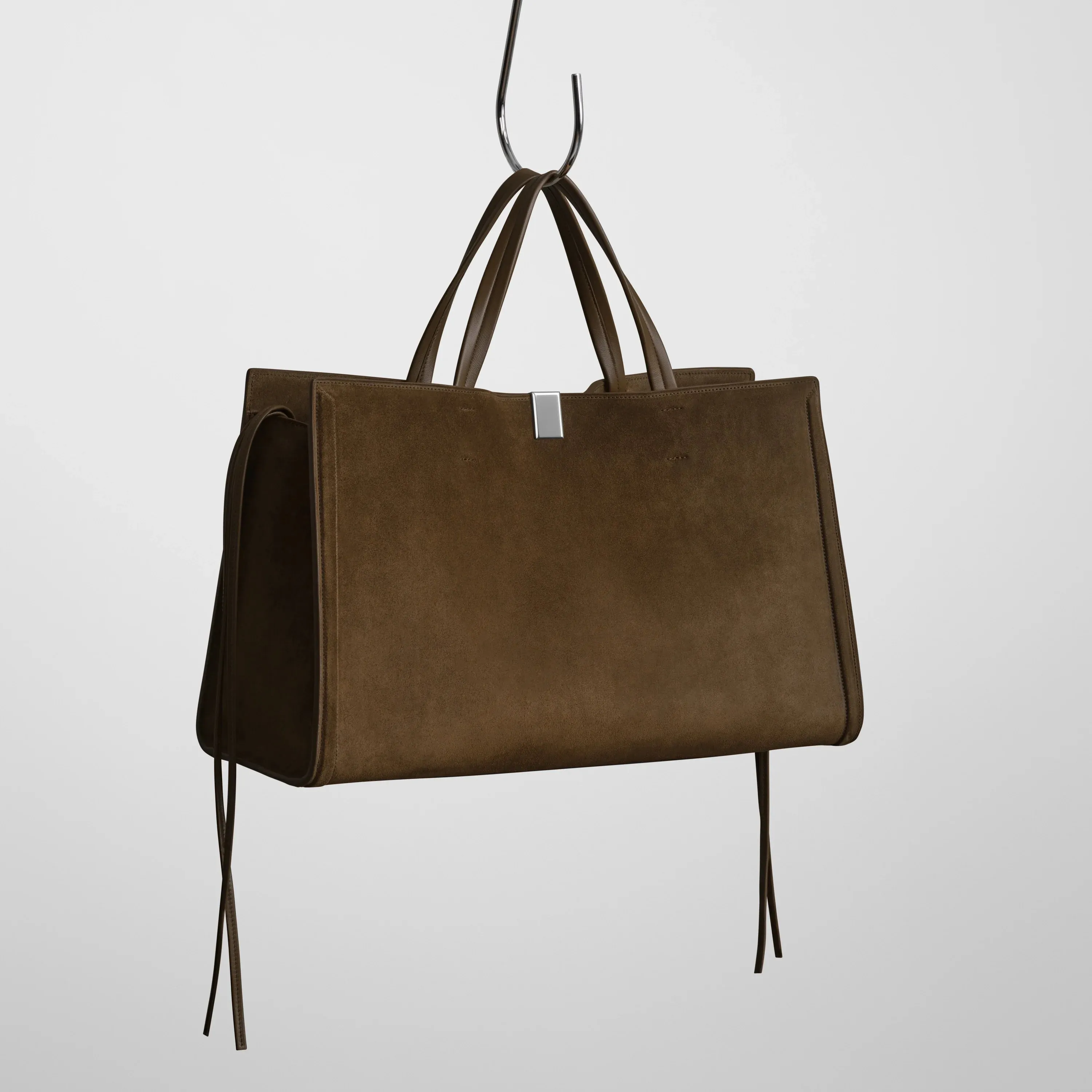 MEDIUM KIT CABAS | khaki suede with silver
