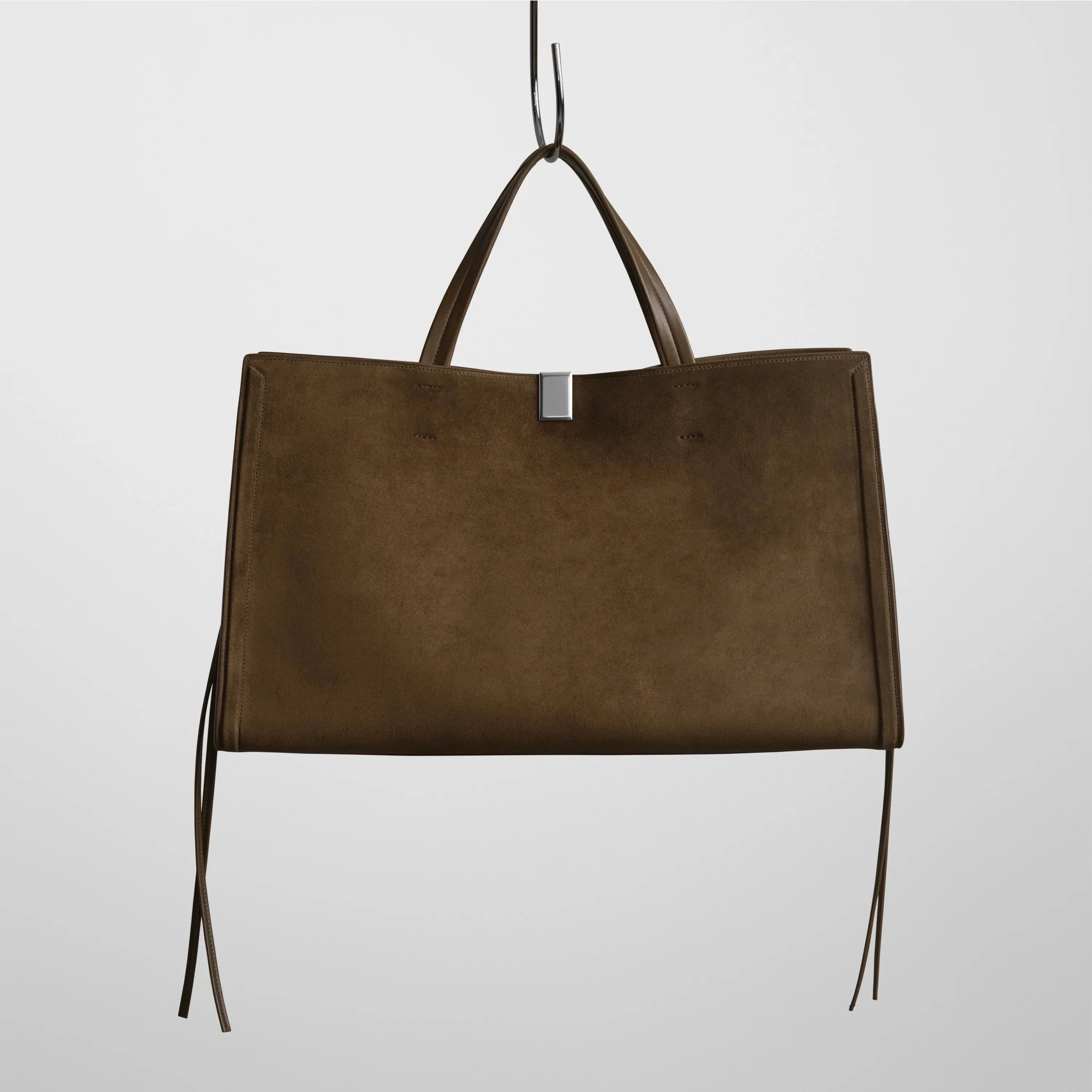 MEDIUM KIT CABAS | khaki suede with silver