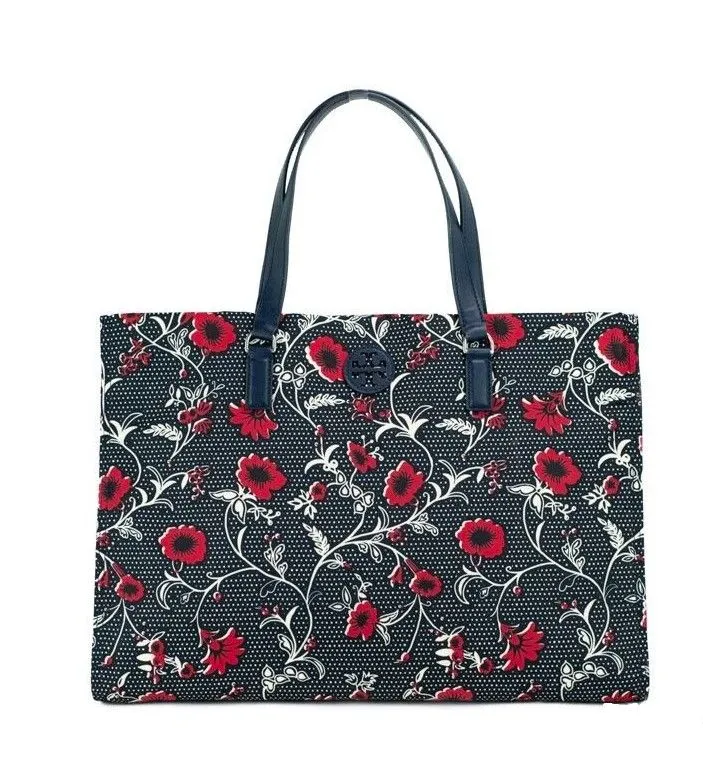 Medium Nylon Retro Batik Print Shoulder Tote Handbag
