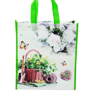 Medium White Roses & Basket Printed PP Non-Woven Bag