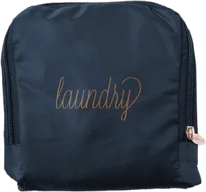 Miamica Foldable Travel Laundry Bag, Navy Blue & Gold – Measures 21” x 22” When Fully Opened – Foldable Laundry Bag with Drawstring Closure – Durable, Lightweight Travel Accessories