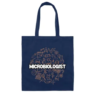 Microbiologist Gift Designs Scientist Grad Teacher Navy Black Multicolor Canvas Tote Bag