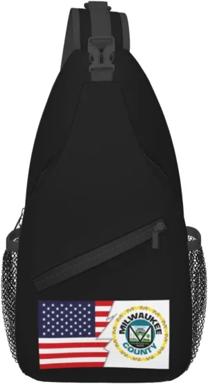 Milwaukee County Seal And America Crossbody Bags For Women Men Chest Backpack Gym Shoulder Bag Travel Outdoor Sports Casual Crossbody Bags