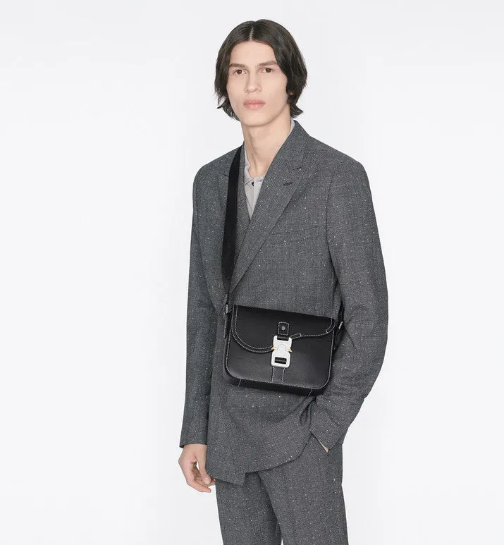 Mini Saddle Bag with Strap • Beige and Black Dior Oblique Jacquard and Black Grained Calfskin