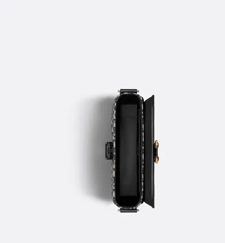 Mini Saddle Bag with Strap • Beige and Black Dior Oblique Jacquard and Black Grained Calfskin