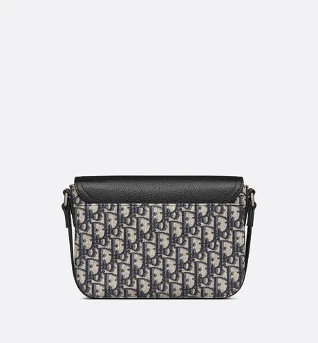 Mini Saddle Bag with Strap • Beige and Black Dior Oblique Jacquard and Black Grained Calfskin