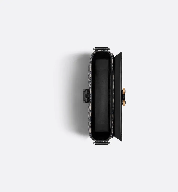 Mini Saddle Bag with Strap • Beige and Black Dior Oblique Jacquard and Black Grained Calfskin