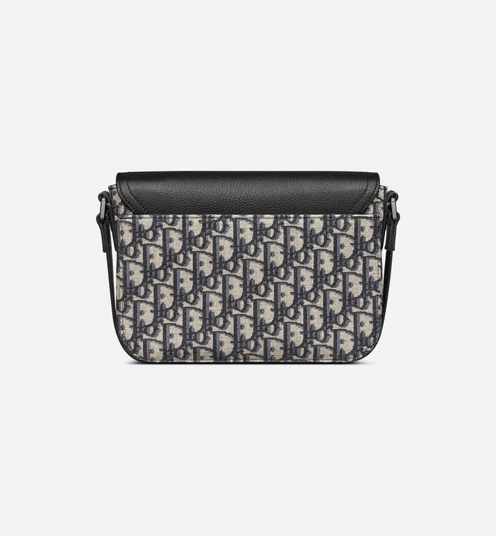 Mini Saddle Bag with Strap • Beige and Black Dior Oblique Jacquard and Black Grained Calfskin